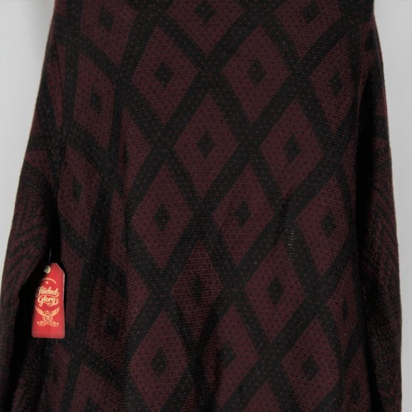 NWT Boho Southwestern Burgundy & Black Open Cardigan Sweater with Tassels XL - Picture 4 of 6